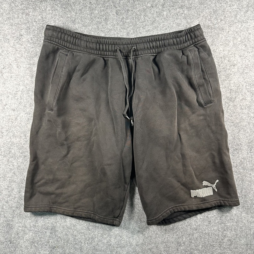 Puma Essentials Fleece Shorts Large Black Cotton‎ Blend Drawstring Logo